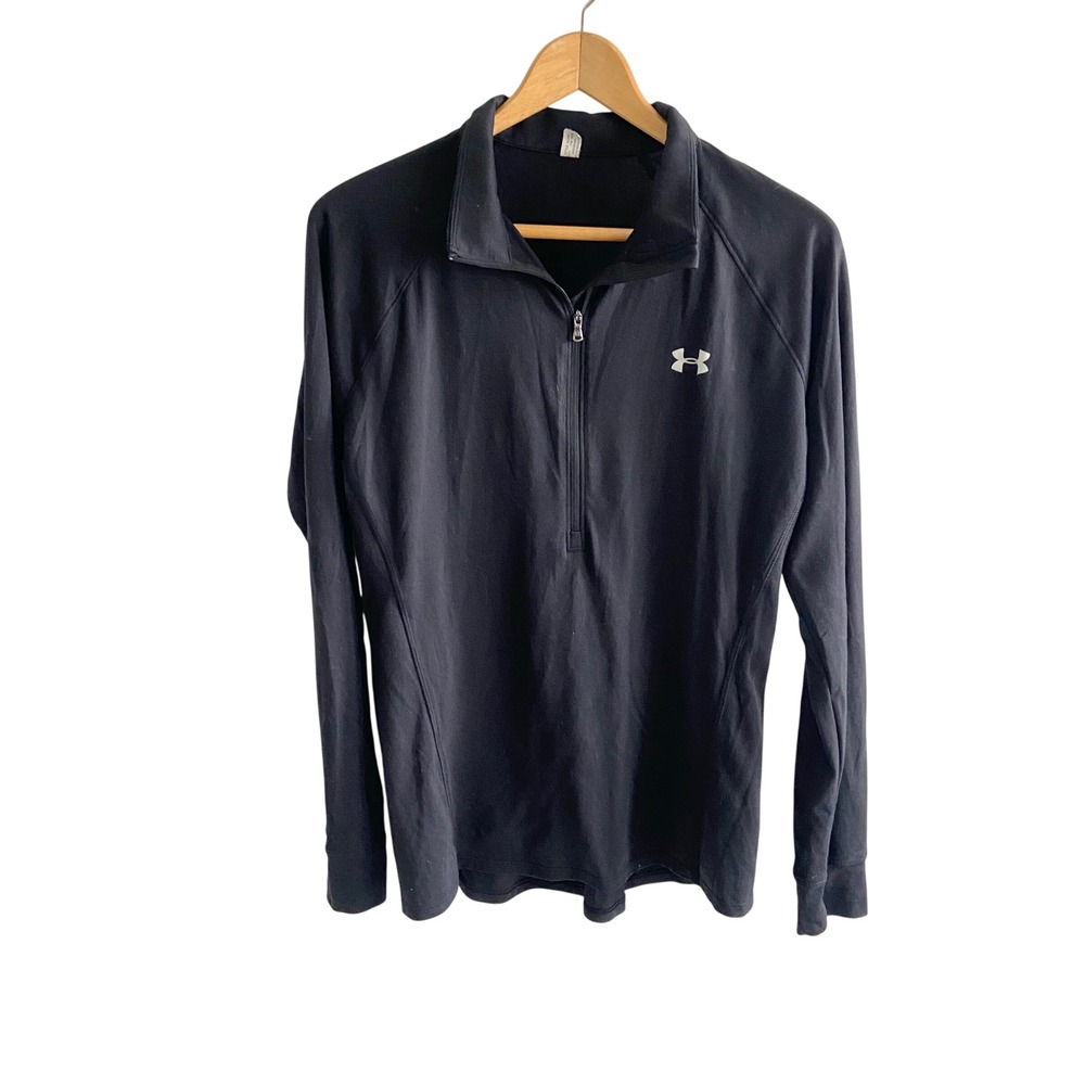 Under‎ Armour Mens Black Quarter Zip Pullover Long Sleeve Activewear 1263101
